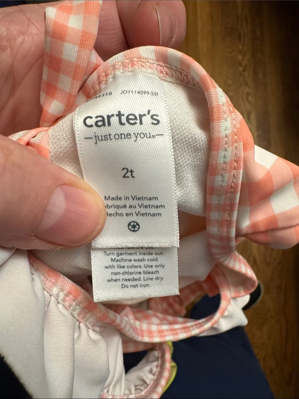 Carter's Coral Gingham Ruffle One-Piece Swimsuit size 2T